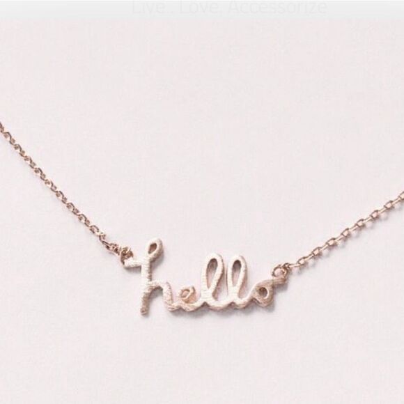 NWT Must Have Dainty Rose Gold Hello Necklace - Picture 1 of 4